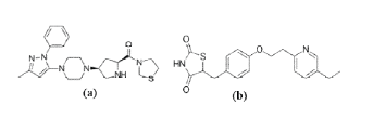 Chemical structures of (a) Teneligliptin & (b) Pioglitazone